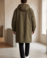 Hooded Men's Raincoat With Full-Length Zip And Storm Flap