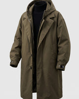 Hooded Men's Raincoat With Full-Length Zip And Storm Flap