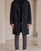 Hooded Men's Raincoat With Full-Length Zip And Storm Flap