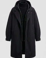 Hooded Men's Raincoat With Full-Length Zip And Storm Flap