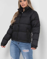 Hooded Puffer Jacket Womens with Quilted Body and Zip Fastening