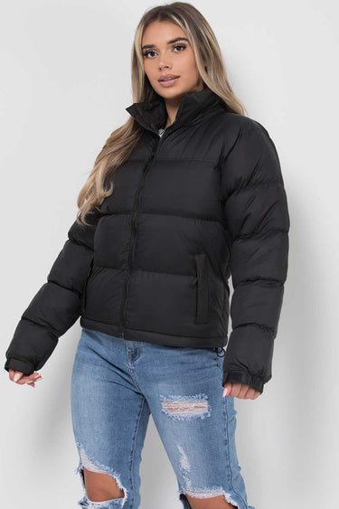 Hooded Puffer Jacket Womens with Quilted Body and Zip Fastening