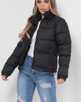 Hooded Puffer Jacket Womens with Quilted Body and Zip Fastening