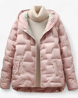Hooded Quilted Jacket with Snap Closure