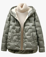 Hooded Quilted Jacket with Snap Closure
