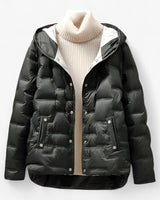 Hooded Quilted Jacket with Snap Closure