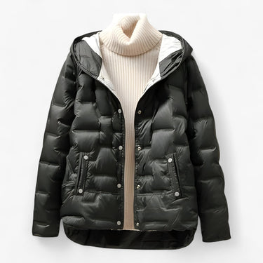 Hooded Quilted Jacket with Snap Closure