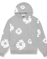 Back view of hooded tracksuit set on model