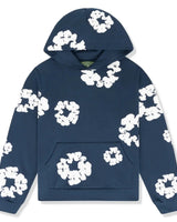 Detail shot of adjustable drawstring hood on tracksuit hoodie