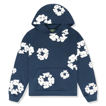 Detail shot of adjustable drawstring hood on tracksuit hoodie