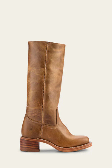 Knee High Boots with Block Heel and Stitched Welt