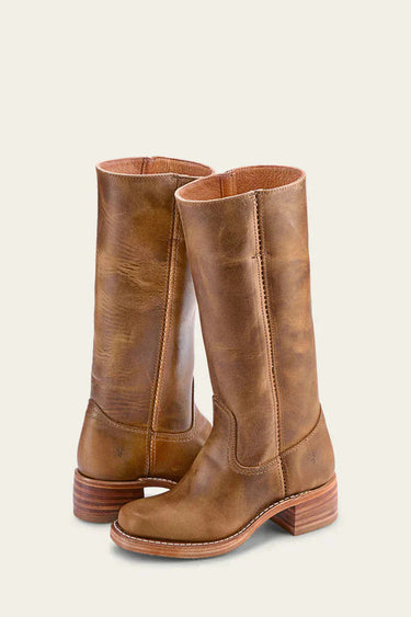 Knee High Boots with Block Heel and Stitched Welt