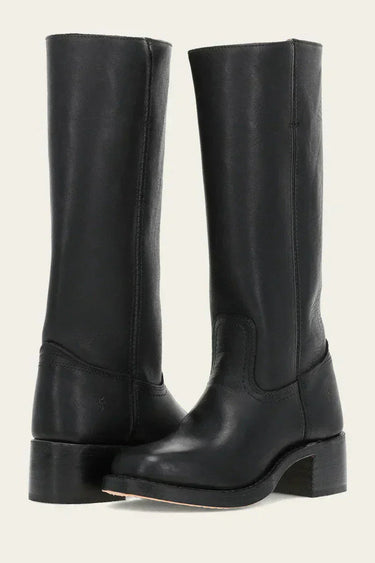 Knee High Boots with Block Heel and Stitched Welt