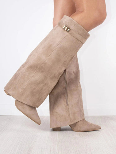 Knee-High Boots with Buckle Detail