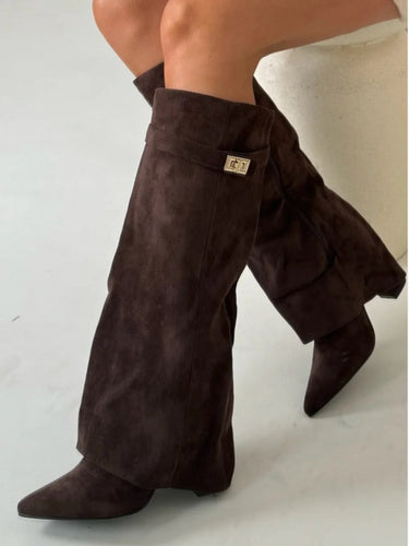 Knee-High Boots with Buckle Detail