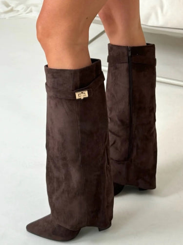 Knee-High Boots with Buckle Detail