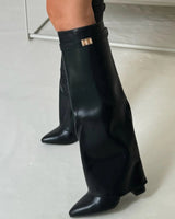 Knee-High Boots with Buckle Detail