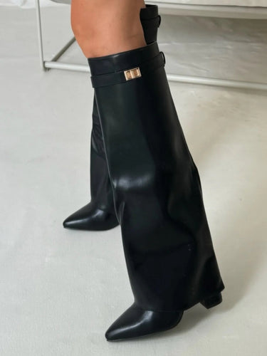 Knee-High Boots with Buckle Detail
