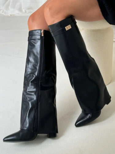Knee-High Boots with Buckle Detail