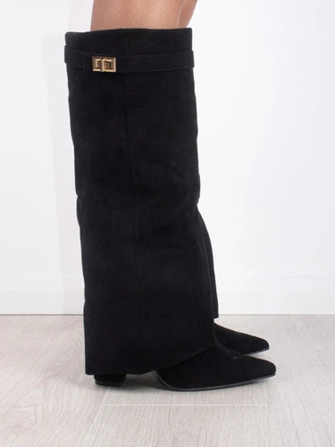Knee-High Boots with Buckle Detail