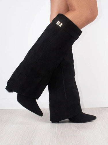 Knee-High Boots with Buckle Detail
