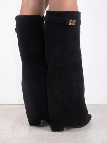 Knee-High Boots with Buckle Detail