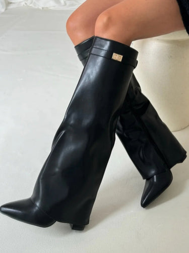Knee-High Boots with Buckle Detail