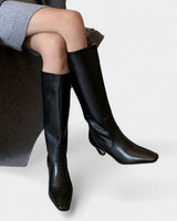 Knee High Boots with Pointed Toe and Block Heel