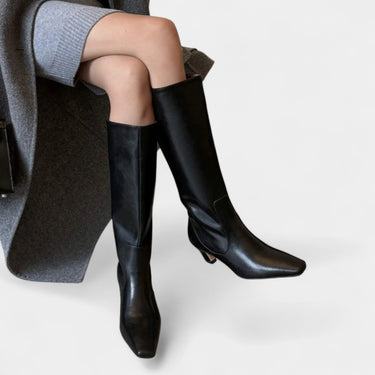 Knee High Boots with Pointed Toe and Block Heel