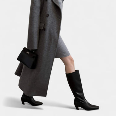 Knee High Boots with Pointed Toe and Block Heel