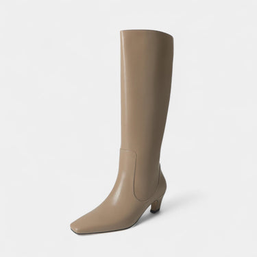 Knee High Boots with Pointed Toe and Block Heel