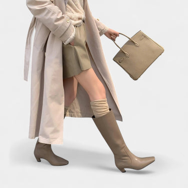 Knee High Boots with Pointed Toe and Block Heel