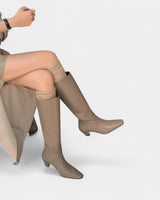 Knee High Boots with Pointed Toe and Block Heel