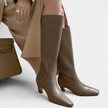Knee High Boots with Pointed Toe and Block Heel