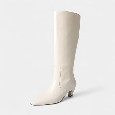 Knee High Boots with Pointed Toe and Block Heel