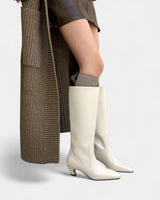 Knee High Boots with Pointed Toe and Block Heel