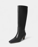 Knee High Boots with Pointed Toe and Block Heel