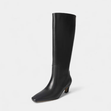 Knee High Boots with Pointed Toe and Block Heel