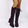 Knee High Lace-Up Boots with Block Heel