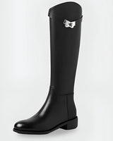 Knee-High Riding Boots with Side Buckle Detail
