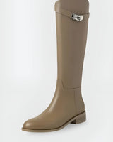 Knee-High Riding Boots with Side Buckle Detail