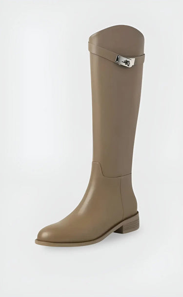 Knee-High Riding Boots with Side Buckle Detail