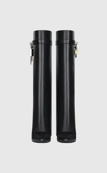 Knee-High Wedge Boots with Glossy Finish