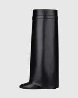 Knee-High Wedge Boots with Glossy Finish