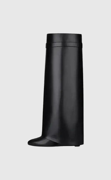 Knee-High Wedge Boots with Glossy Finish