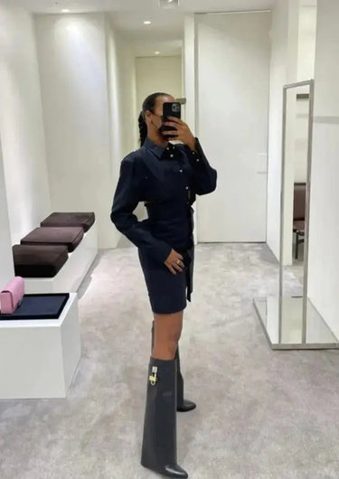 Knee-High Wedge Boots with Glossy Finish