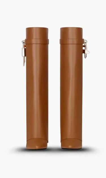 Knee-High Wedge Boots with Glossy Finish