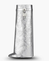 Knee-High Wedge Boots with Glossy Finish
