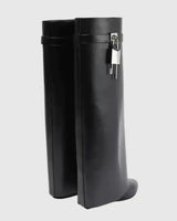 Knee-High Wedge Boots with Glossy Finish