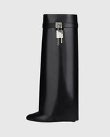 Knee-High Wedge Boots with Glossy Finish
